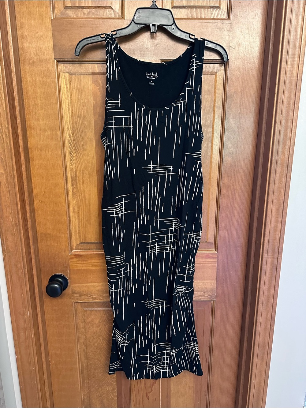 Isabel Maternity Black Maxi Dress with Cream Abstract Print Size M
